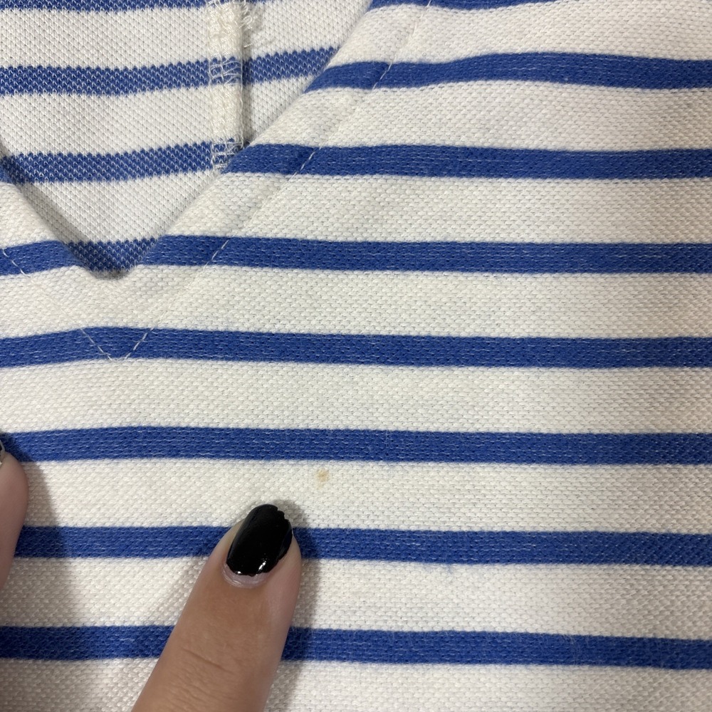 J.CREW Sz XL Striped Mini Dress Blue White V Neck Cap Sleeve Nautical Pullover - Picture 4 of 8